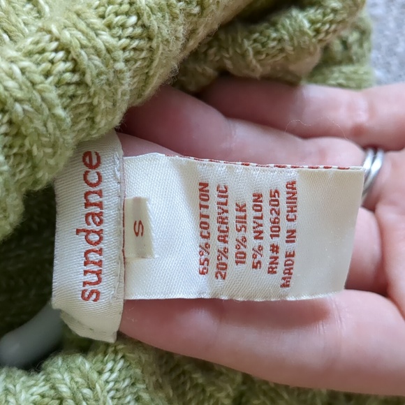 Small Sundance Ribbed Green Silk Blend Turtleneck Sweater Soft Cozy Comfy - Picture 7 of 12